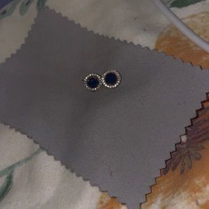 Silver Stud Earrings | Blue Stone in Middle